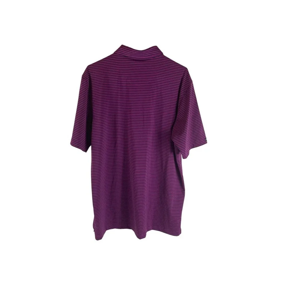 Straight Down Polo Shirt Mens‎ Large Purple Stripe Performance Golf Course